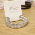 Silver telephone cord hair ties with paper card, clear metallic spiral hair coil pony tail. - 15# Silver Price For 2 Pieces (Bulk)