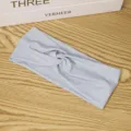 Bandeau de yoga côtelé bleu clair avec nœud pour femmes fitness sport quotidien course à pied. - Style Nœud Croisé / Bleu