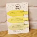 Yellow snap hair clips set with backing card, simple minimalist style for daily hair styling. - 3 Pieces/Pack / Three Clips Leaf - Yellow Series