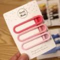 Minimalist gradient pink metal oval hair clips snap hairpin set for women daily styling hair accessories - 3 Pieces/Pack / Three Clips Oval - Pink Series