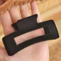 Schwarze Samt Haarklammer, große Vintage Haarspange, elegante Herbst Winter Haaraccessoires. - 2# Groß Quadratisch Schwarz 11cm