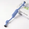 Baumwollseil Hundespielzeug Kauspielzeug zur Zahnpflege, blau-weiss gestreifter Haustierartikel. - Bonbonknoten Stil (64g 35cm)