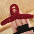 Französische Retro Samt Haarklammer, große bordeauxrote Haarklammer für Herbst und Winter. - 5# Groß X-Form Weinrot 11cm