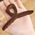 Braune Samt Haarklammer für Damen, großer Vintage Haargreifer für dickes Haar und Styling. - 4# Groß X-Form Dunkelkaffee 11cm