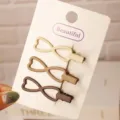 Minimalist milk tea color matte hair clips set, elegant geometric side clips for women. - 3 Pieces/Pack / Three Clips 8 Shape - Milk Tea Series