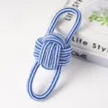 Blau-weisses gewebtes Baumwollseil Haustier Kauspielzeug, langlebiges Hundespielzeug. - Doppelohr-Ballstil (112g 20cm)