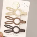 Minimalist metal bunny hair clips set, cute milk tea color side clips for daily wear. - 3 Pieces/Pack / Three Clips Rabbit - Milk Tea Series