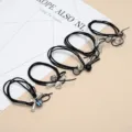 Korean fashion black hair ties set with crystal pearls and bowknot charms, elegant hair accessories. - LOVE Flat Artificial Pearl Multicolor Mixed Style