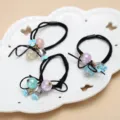 Sweet floral pearl hair ties set cute beaded rubber bands for women girls daily wear - Multicolor Beads Crystal Flower Mixed Style