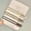 Minimalist wavy hair clips set of 3 milk tea color matte barrettes for bangs styling fashion - 3 Pieces/Pack / Three Clips - Extended Wave