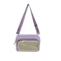 Bolso bandolera violeta casual con bolsillo delantero de malla, bolso escolar elegante. - Violeta Claro