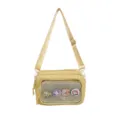 Bolso cruzado ita amarillo estilo japonés ins con bolsillo transparente y pines para uso diario. - Amarillo