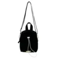 Casual black mini backpack crossbody bag with white drawstrings and straps for women daily use. - Black