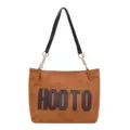 Brown suede tote bag with stylish chain handles, large capacity commuter shoulder bag for women. - Tan