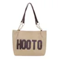 Khaki women tote bag large capacity PU leather shoulder bag casual commuting bag letters - Khaki