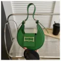 Green crescent underarm shoulder bag for women, trendy niche design minimalist handbag. - Army Green