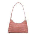 Pink crocodile pattern shoulder bag stylish underarm baguette handbag for women chic daily use - Pink
