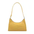 Yellow crocodile pattern shoulder underarm bag, trendy fashion casual baguette handbag for women. - Yellow