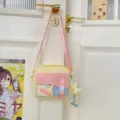 Joli sac bandoulière colorblock pour femmes, style décontracté douce toile sac de téléphone. - Avec Pendentif / Jaune