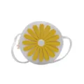 Cute kids crossbody bag with yellow daisy flower design round white pu leather coin purse. - White