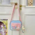 Joli sac bandoulière pastel pour fille, pochette de téléphone décontractée avec pendentif. - Avec Pendentif / Bleu clair