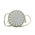Green round children crossbody bag with white daisy flower design cute coin purse - Green