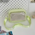 Light green transparent front pocket crossbody bag, sweet style student casual shoulder bag. - Without Badge / Green