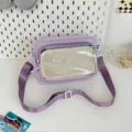 Japanese sweet style purple transparent ita bag cross body shoulder bag with clear window - Without Badge / Purple