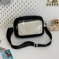 Japanese ins style black ita bag clear front window crossbody shoulder bag for student casual - Without Badge / Black