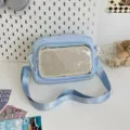 Japanese style sweet light blue transparent ita shoulder bag casual crossbody square bag - Without Badge / Blue