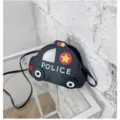 Bolso cruzado de coche de policía negro para niños bolso de hombro de dibujos animados lindo - Cochecito Negro