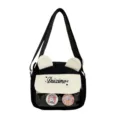 Cute black and white crossbody bag with cute ears and transparent ita window for use. - Black