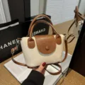 Korean style contrast color small handbag women vintage top handle shoulder bag casual chic - Off-White Without Charm