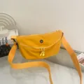 Portable simple yellow dumpling bag, casual daily commute shoulder crossbody bag for women. - Yellow