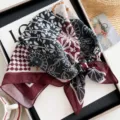 Vintage bloemen patchwork linnen vierkante sjaal stijlvolle dames halsdoek haarband - Regenwoud Patroon - Zwart & Rood