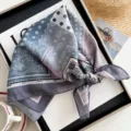 Vintage paisley patchwork vierkante sjaal vrouwen katoen linnen halsdoek haarband - Madeliefje Paisley - Blauw & Grijs