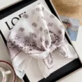 Retro bloemen linnen vierkante sjaal vrouwen literaire halsdoek lente herfst haarband hoofddoek - Paisley - Wit & Roze