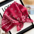 Wijnrode Katoen Linnen Bandana Sjaal Paisley Bloemen Vierkante Hoofdsjaal Vintage - Paisley - Rood