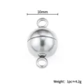 Chiusura magnetica a sfera in acciaio inossidabile 10mm creazione gioielli collana braccialetto - Chiusura Magnetica a Sfera Rotonda con Anello Saldato / 10mm / Colore acciaio