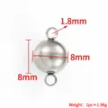 Chiusura magnetica in acciaio inossidabile per creazione gioielli collana bracciale 8mm - Chiusura Magnetica a Sfera Rotonda / 8mm / Colore acciaio
