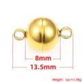 Chiusura magnetica sferica in acciaio inossidabile per collana braccialetto fai da te 8mm - Chiusura Magnetica a Sfera Rotonda Placcata Sottovuoto / 8mm / Oro