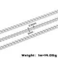 Stainless steel cuban chain bulk diy necklace bracelet punk hip hop jewelry link chain - Steel Color Curb Chain / 0.8x3.0mm