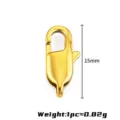 Gold stainless steel lobster clasp 15mm DIY jewelry connector for necklaces and bracelets. - Square Clasp 15mm / 18K Vacuum Gold Plated