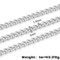 Stainless steel cuban curb chain for DIY jewelry making, 5mm width, silver color variant. - Steel Color Curb Chain / 1.4x5mm