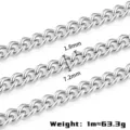Stainless steel curb chain DIY necklace bracelet jewelry making chains bulk wholesale 1.8mm width 7.2mm - Steel Color Curb Chain / 1.8x7.2mm