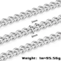 Stainless steel curb chain 2mm 8mm silver DIY jewelry necklace bracelet making supply - Steel Color Curb Chain / 2.0x8.0mm