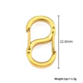 Gold stainless steel S-shaped carabiner clasp, 22.8mm DIY jewelry making accessory for bracelet. - 22.8mm