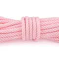 Pink white striped braided polyester rope 5mm thick ideal for DIY handmade crafts accessories. - Pink and White Striped