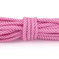 Pink white 5mm polyester braided rope DIY handmade paracord bag charm accessory item - Fuchsia and White Striped