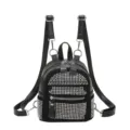 Petit sac à dos noir avec strass pour femme, mini sac casual étincelant avec poches zippées. - Coloré